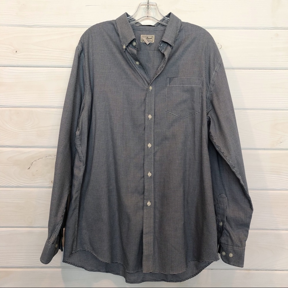 LL Bean Wrinkle Resistant Trim Fit 100% Cotton Plaid Button Down Shirt